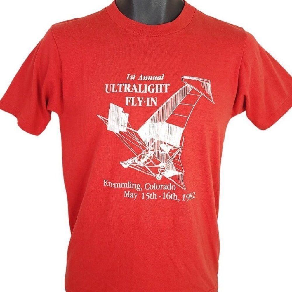 Ultralight Fly In T Shirt Vintage 80s Aircraft Colorado Made In USA Mens Small